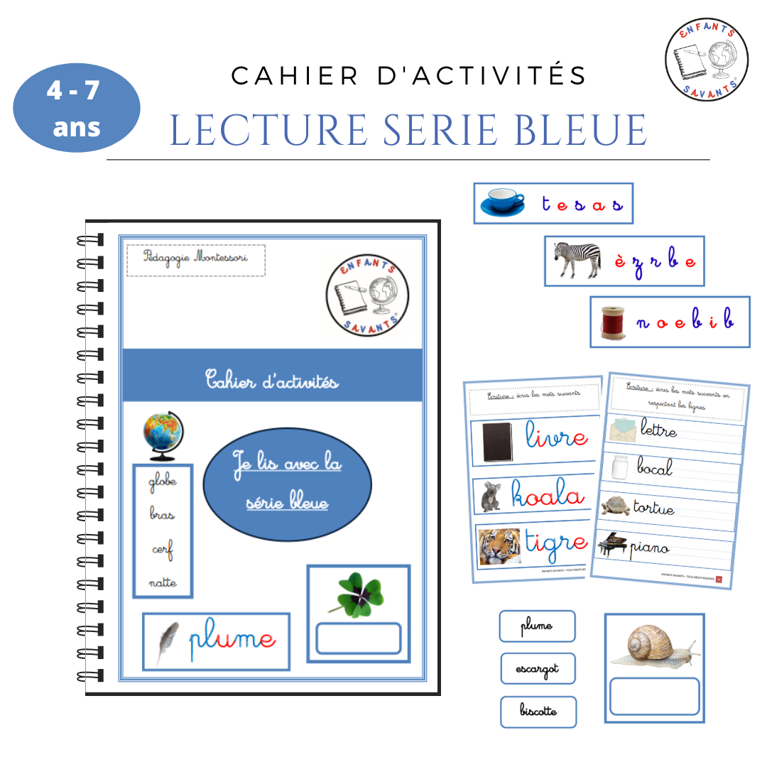 Lecture: cahier série bleue Montessori cursive