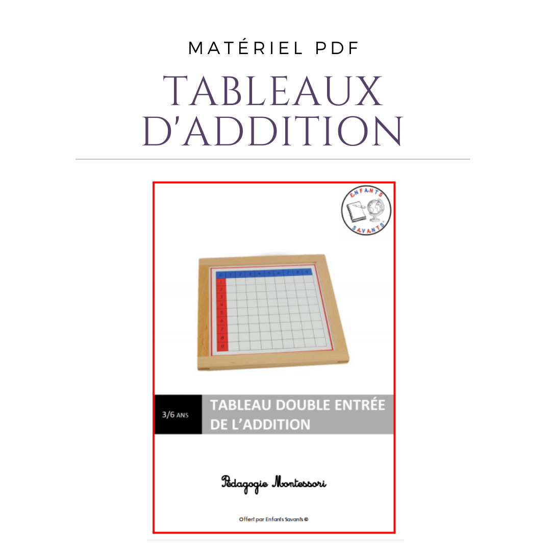 Tables d'addition Montessori