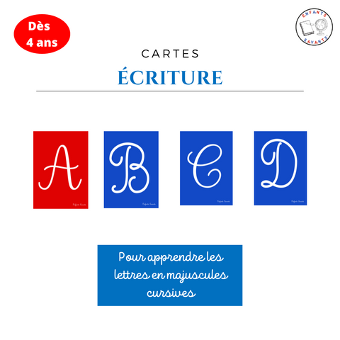 Cartes alphabet - Majuscules cursives