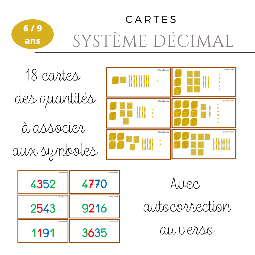 Cartes système décimal Montessori