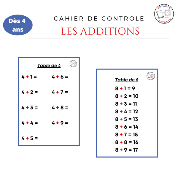 Mémorisation de l'addition